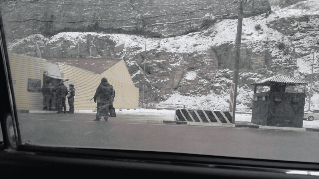 military checkpoint snow dagestan