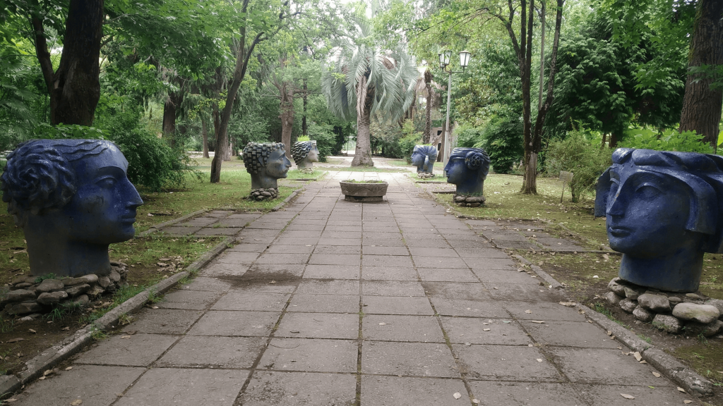 sukhumi sanatorium garden blue head statues