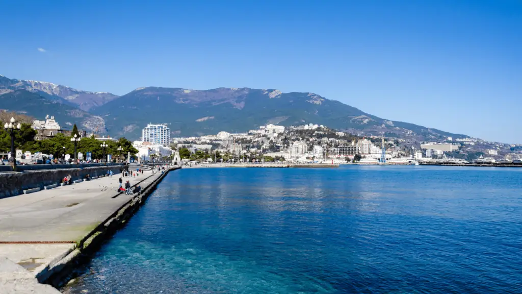 The sea side of Yalta in Crimea on the Black Sea coast