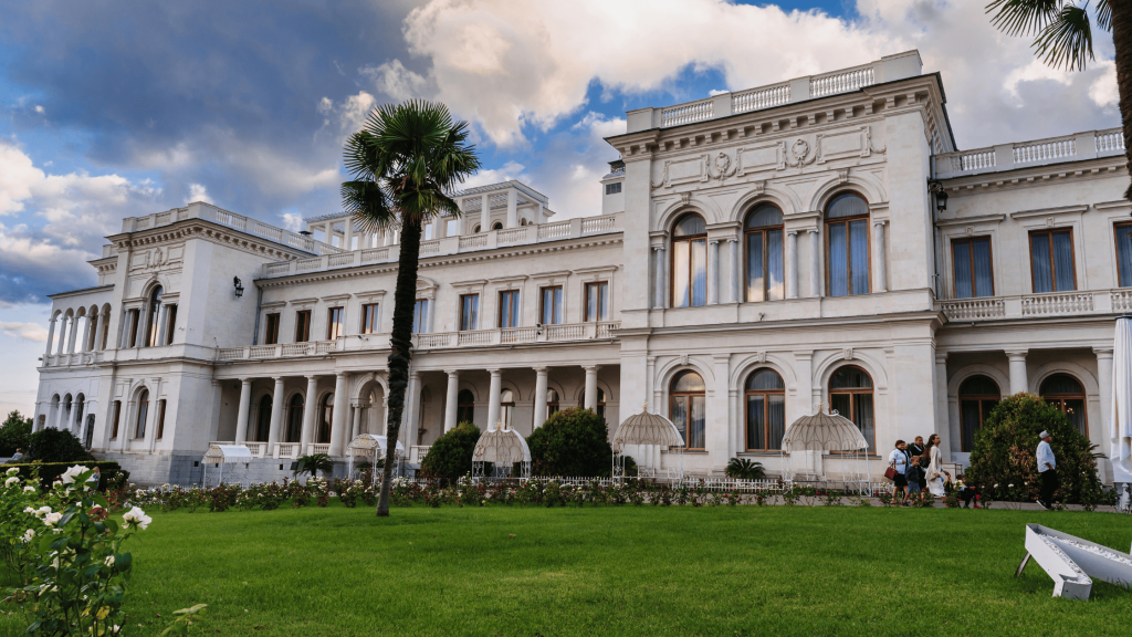 White façade of Livadia Palace near Yalta in Crimea