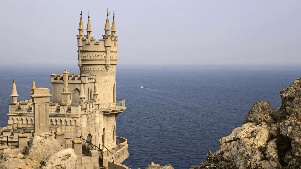 Swallow’s Nest Castle perched on a cliff above the Black Sea in Crimea