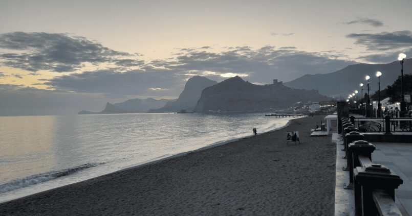 sudak fortress beach black sea crimea sunset 2026