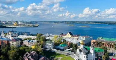 View of the Volga river from Nizhny Novgorod in Russia
