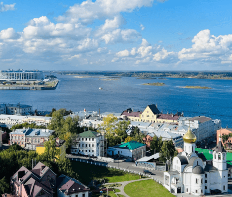 View of the Volga river from Nizhny Novgorod in Russia