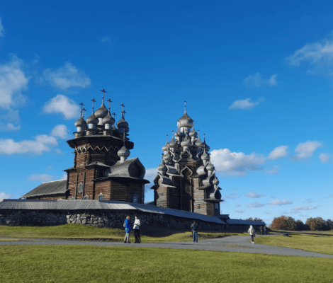 tourists near kizhi pogost karelia