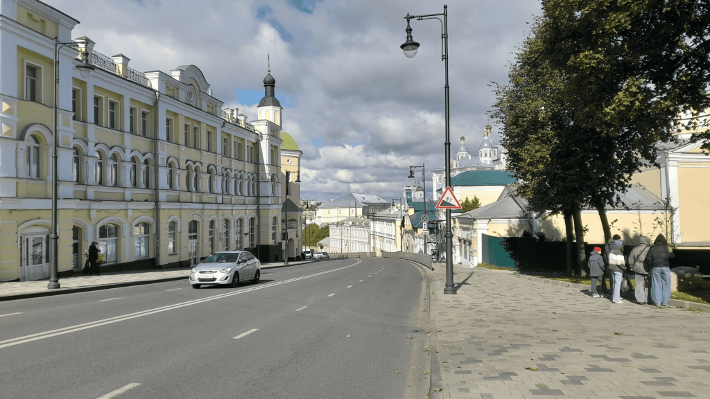 Historic street in Smolensk leading to the Assumption Cathedral