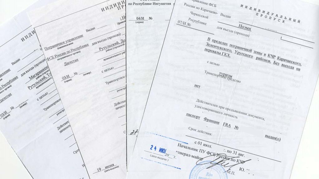Several Russian border zone permits issued by the FSB
