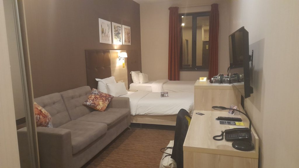 Modern twin room at the Golden Tulip Hotel in Krasnodar near the main railway station