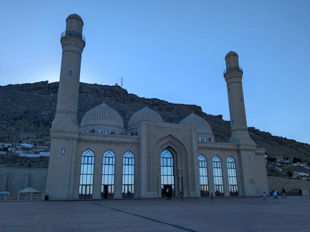 Bibi-Heybat Mosque beneath the hills outside central Baku