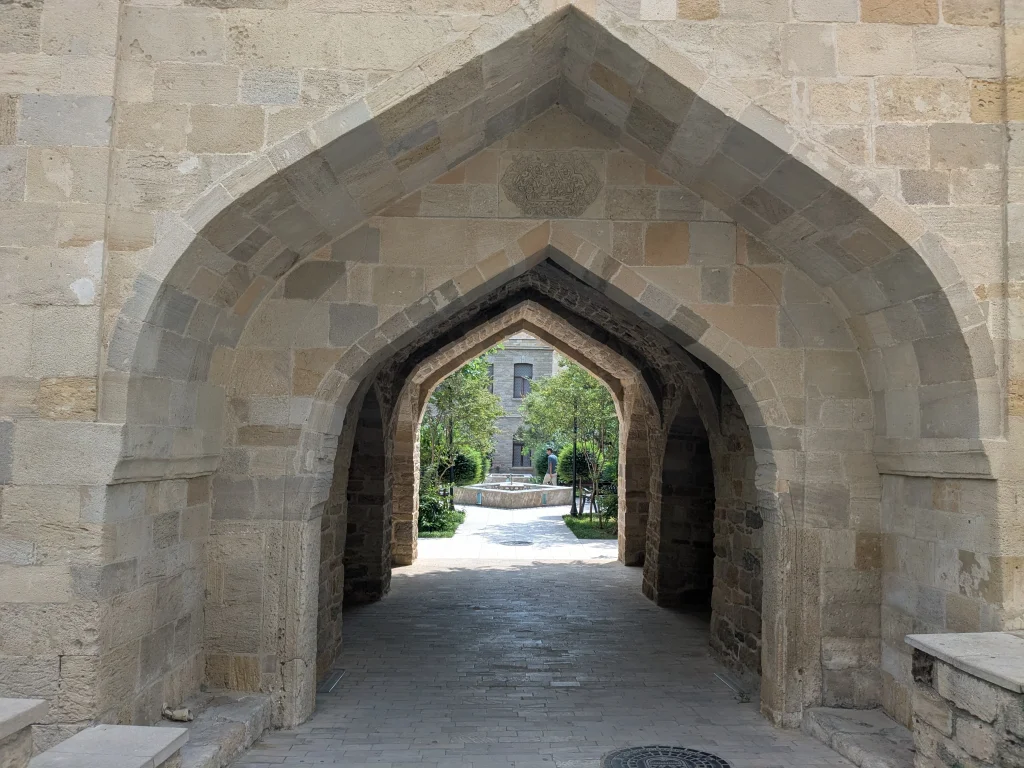 Stone archway and historic street in Icherisheher Old City