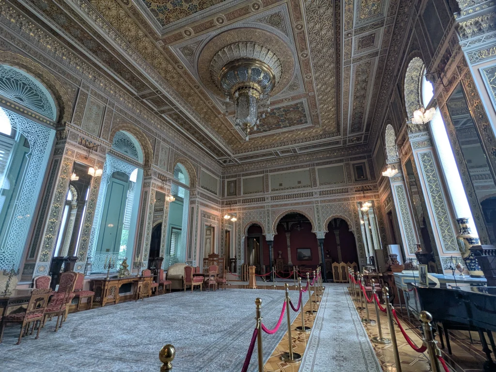 Ornate historic hall inside the National Museum of History in Baku