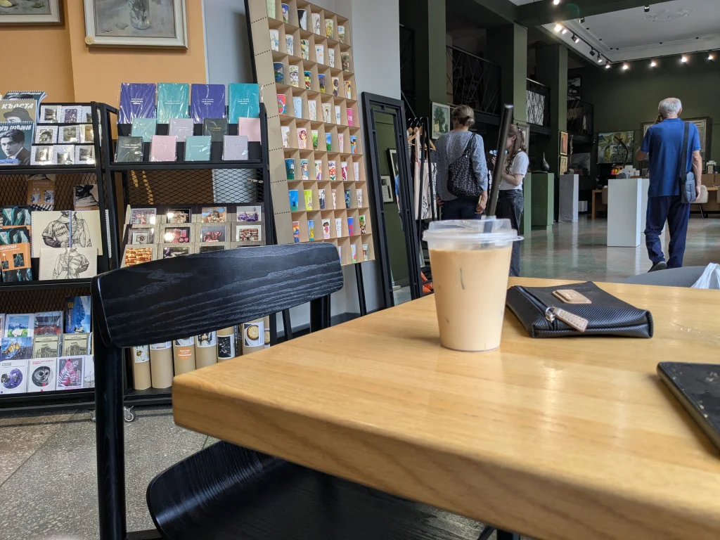 Coffee and art gallery interior in central Vladikavkaz